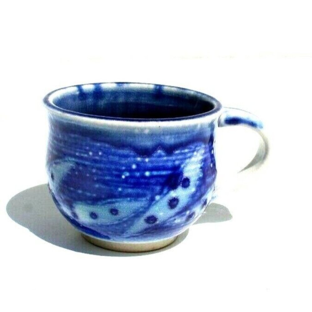 Vtg MCM CALIFORNIA CA Pottery CLAY - Blue Glazed Art Contemporary Coffee Mug Cup